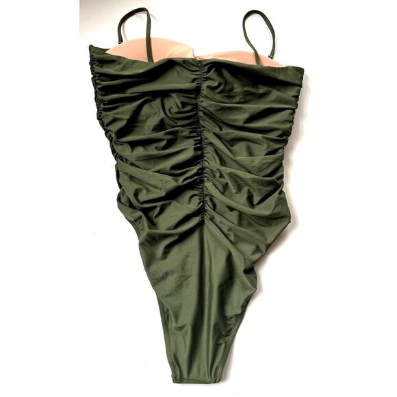 J.Crew Olive Green Ruched On Piece Swimsuit 14 - Picture 8 of 13